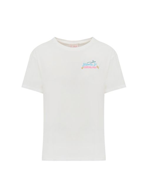 T-shirt Emilie in cotone con ricamo Sirena Si, Serena Mai Mc2 Saint Barth | EMILIE05869H SIRENA SERENA 01N EMB